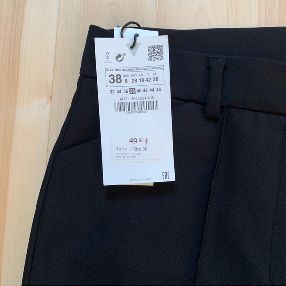 Zara Black Trouser Pants with Seam Detail - Picture 7 of 8